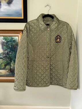 Lauren Ralph Lauren Quilted Olive Crest Jacket Coat Green Size L Large